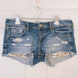 H&M Cheetah Pocket Jean Shorts